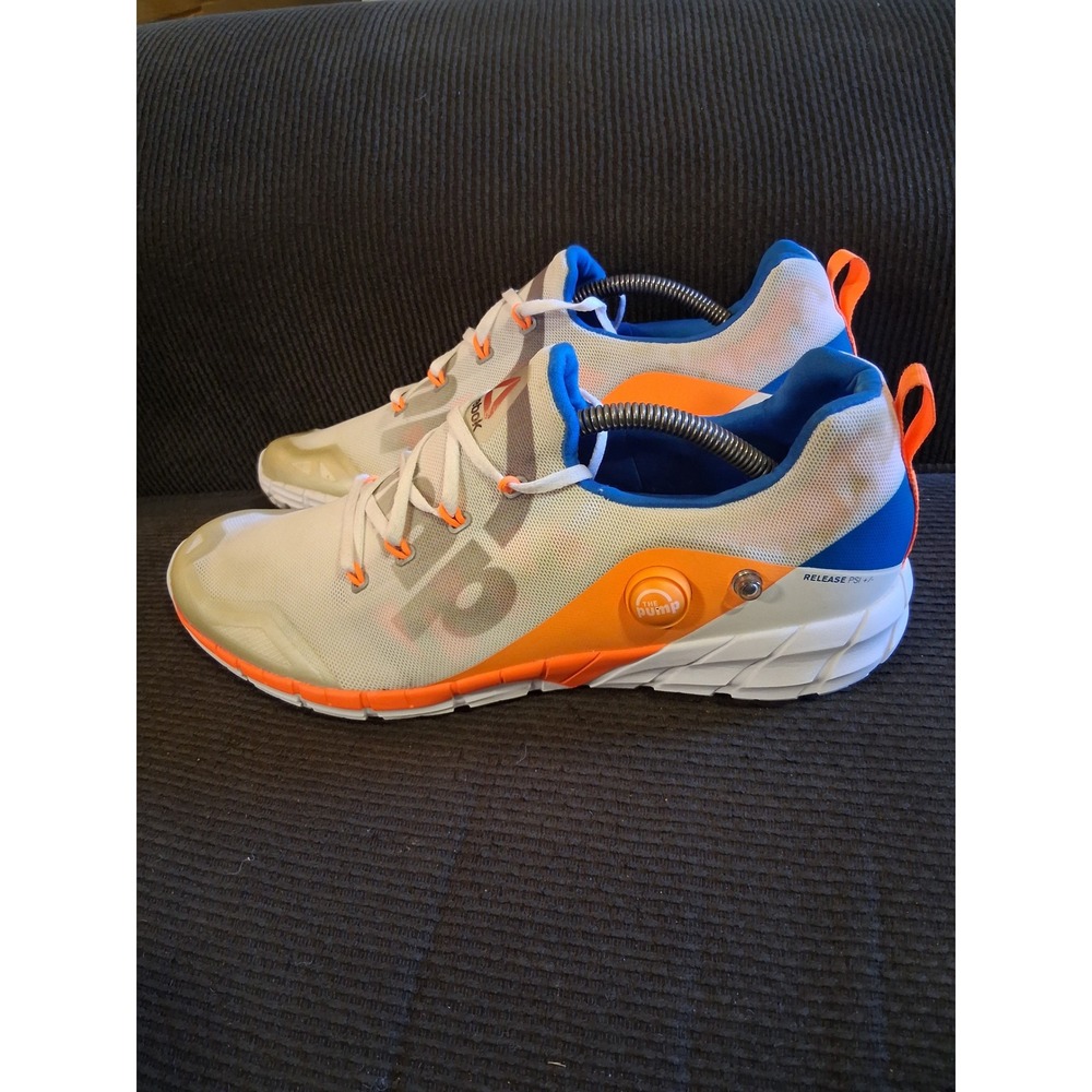 Reebok ZPump Fusion Mens Running Shoes White Orange Blue V68291 Size 10.5